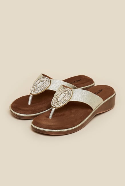Metro Gold Platform Heel Slip-Ons Metro Gold Platform Heel Slip-Ons