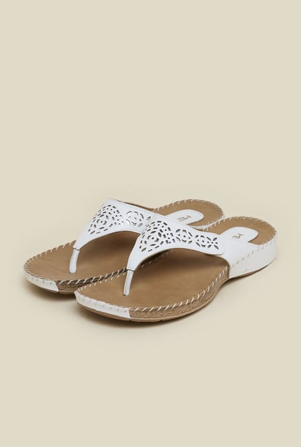 Metro White Laser Cut Slip-On Sandals Metro White Laser Cut Slip-On Sandals