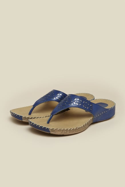 Metro Blue Laser Cut Slip-On Sandals Metro Blue Laser Cut Slip-On Sandals