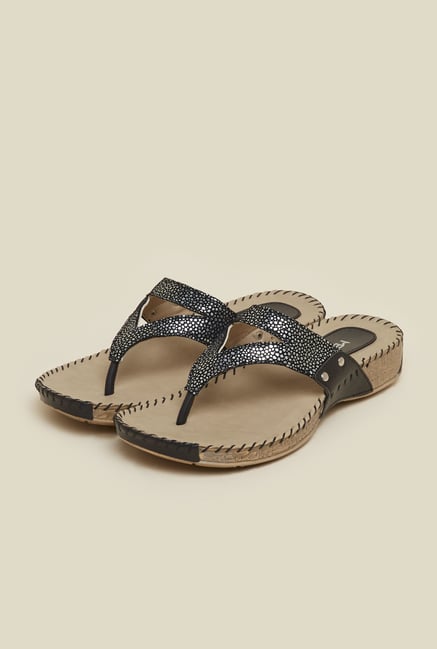 Metro Black & Silver Dotted Sandals Metro Black & Silver Dotted Sandals