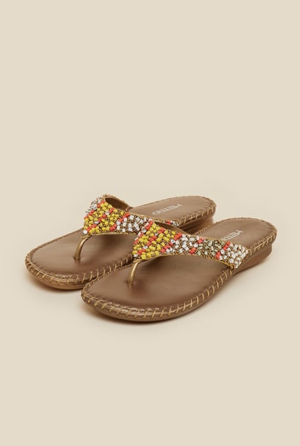 Metro Antique Gold Beaded Sandals Metro Antique Gold Beaded Sandals