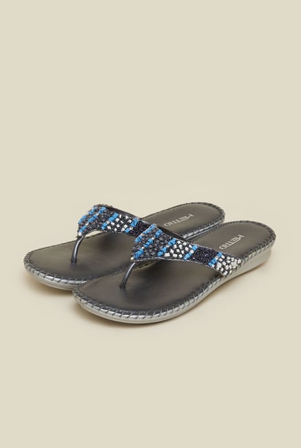 Metro Gun Metal Beaded Sandals Metro Gun Metal Beaded Sandals