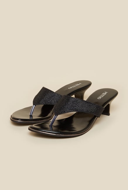 Metro Black Slip-On Kitten Heel Sandals Metro Black Slip-On Kitten Heel Sandals