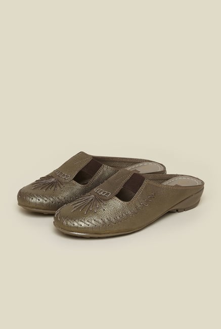 Metro Bronze Front Covered Slide Sandals Metro Bronze Front Covered Slide Sandals