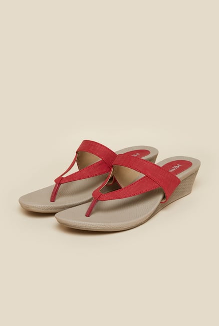 Metro Red Casual Slip-On Wedges Metro Red Casual Slip-On Wedges