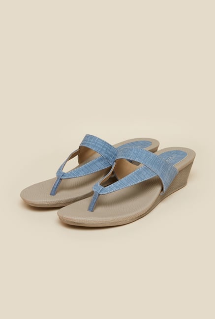 Metro Light Blue Casual Slip-On Wedges Metro Light Blue Casual Slip-On Wedges