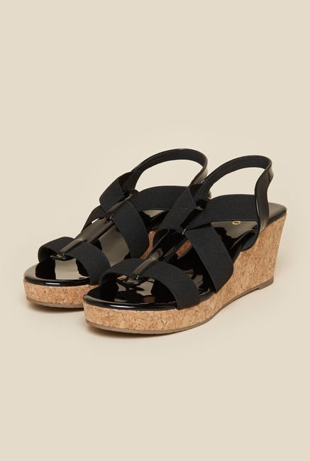 Metro Black Textured Wedge Sandals Metro Black Textured Wedge Sandals