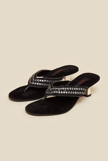 Metro Black Ethnic Kitten Heel Sandals Metro Black Ethnic Kitten Heel Sandals