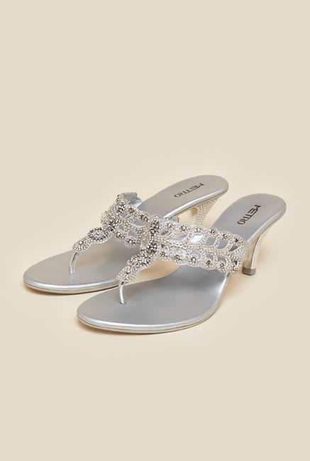 Metro Silver Beaded Sandals Metro Silver Beaded Sandals