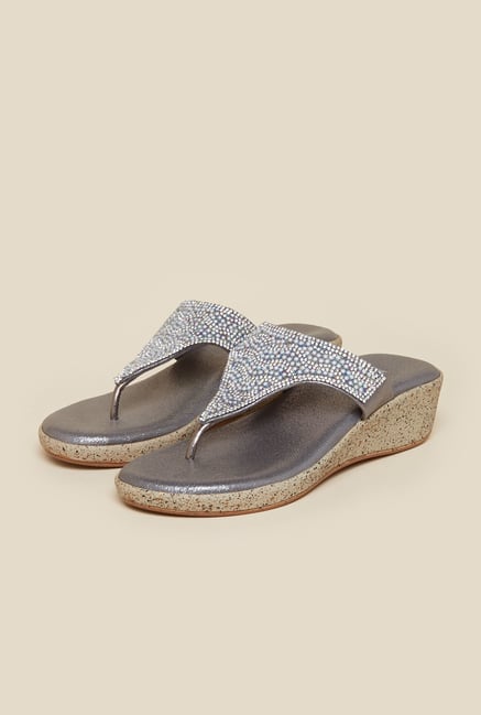 Metro Silver Beaded Sandals Metro Silver Beaded Sandals