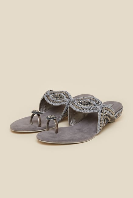 Metro Silver Beaded Sandals Metro Silver Beaded Sandals