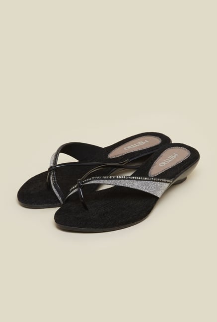 Metro Black Glitter Slip-On Sandals Metro Black Glitter Slip-On Sandals