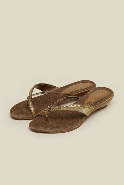 Metro Antique Gold Glitter Slip-On Sandals Metro Antique Gold Glitter Slip-On Sandals