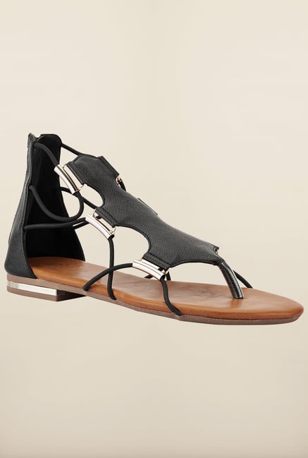Tresmode Reflat Black Flat Sandals Tresmode Reflat Black Flat Sandals