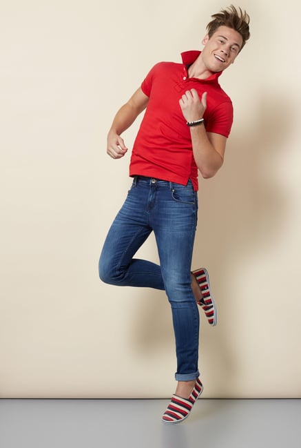 Integriti Blue Solid Cotton Jeans Integriti Blue Solid Cotton Jeans