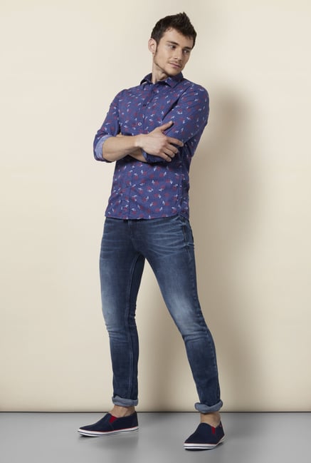 Integriti Blue Heavily Washed Slim Fit Jeans Integriti Blue Heavily Washed Slim Fit Jeans