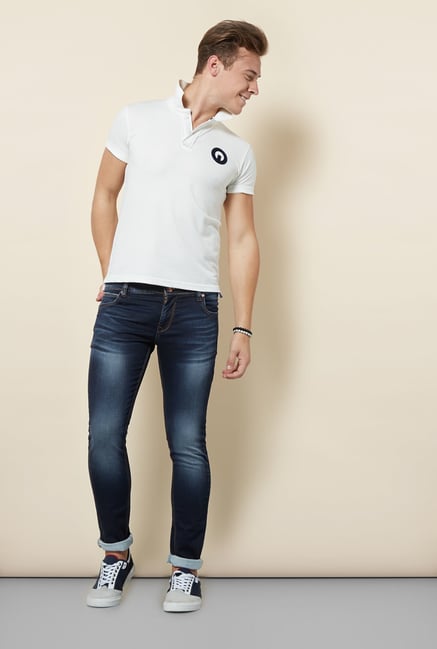 Integriti Blue Cotton Heavily Washed Jeans Integriti Blue Cotton Heavily Washed Jeans