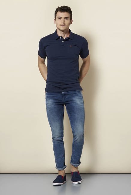 Integriti Blue Cotton Slim Fit Jeans Integriti Blue Cotton Slim Fit Jeans