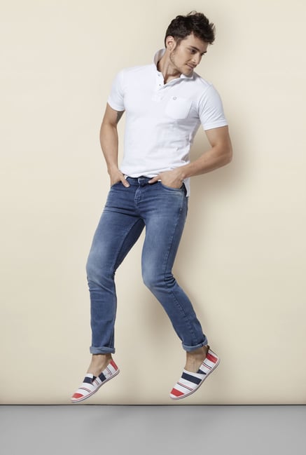 Integriti Blue Cotton Lightly Washed Jeans Integriti Blue Cotton Lightly Washed Jeans