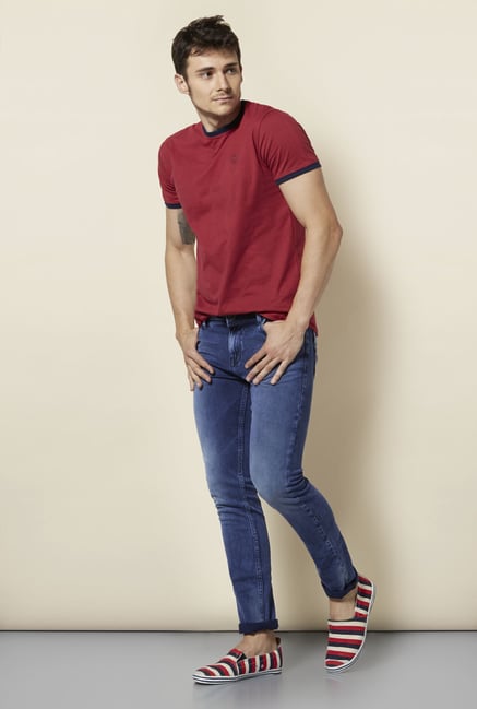 Integriti Blue Cotton Lightly Washed Jeans Integriti Blue Cotton Lightly Washed Jeans