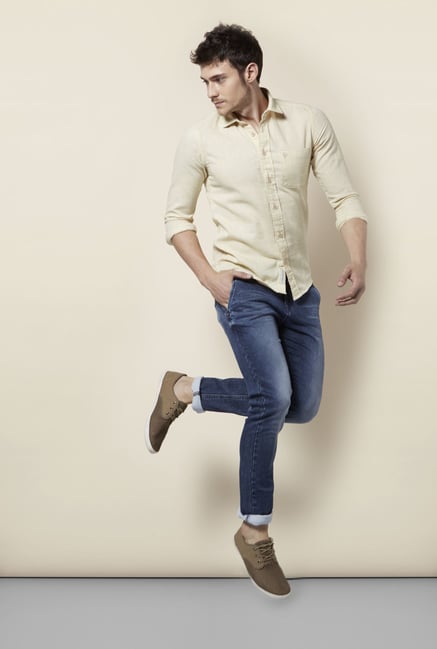 Integriti Blue Solid Cotton Jeans Integriti Blue Solid Cotton Jeans