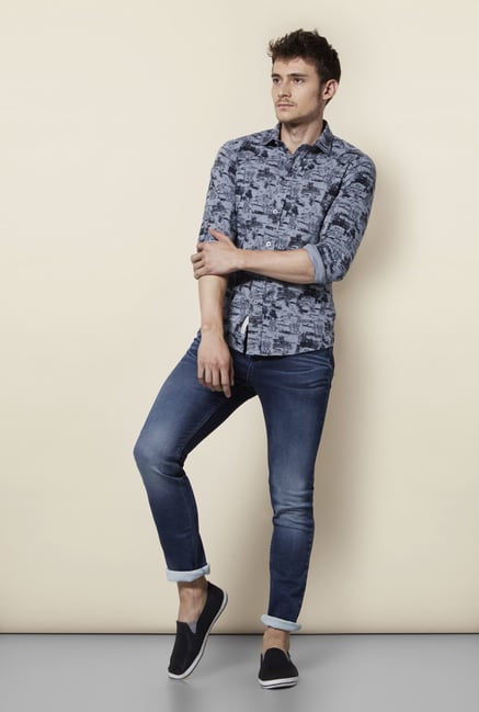 Integriti Dark Blue Solid Lightly Washed Jeans Integriti Dark Blue Solid Lightly Washed Jeans