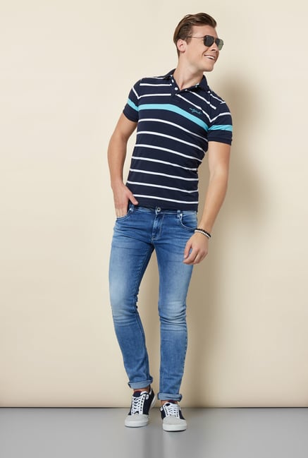 Integriti Blue Cotton Lightly Washed Jeans Integriti Blue Cotton Lightly Washed Jeans