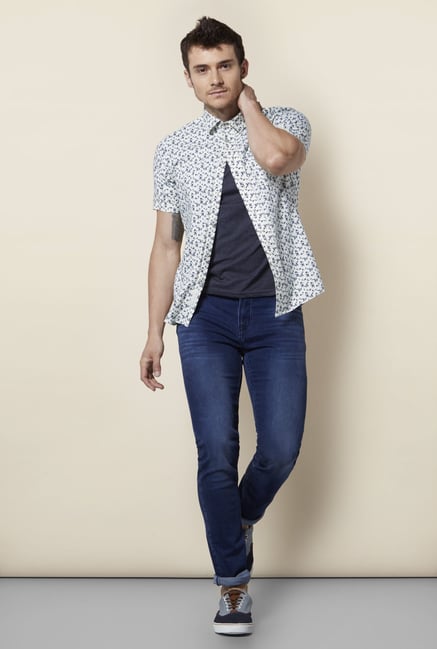 Integriti Off White Printed Shirt Integriti Off White Printed Shirt