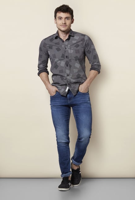 Integriti Grey & Black Printed Shirt Integriti Grey & Black Printed Shirt
