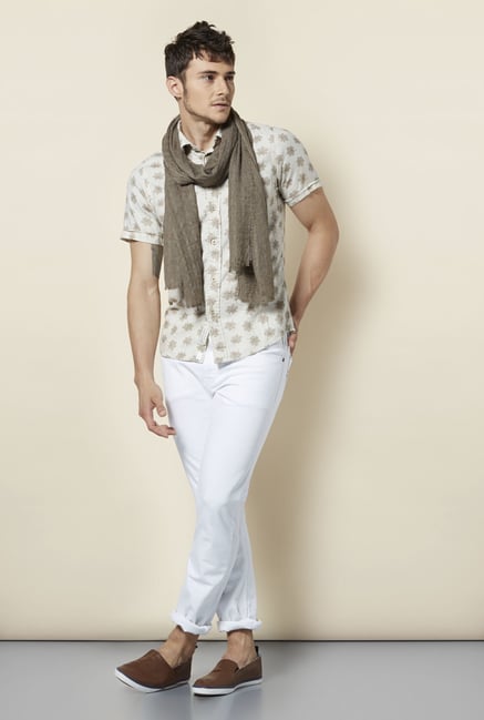 Integriti Beige & Brown Floral Printed Shirt Integriti Beige & Brown Floral Printed Shirt