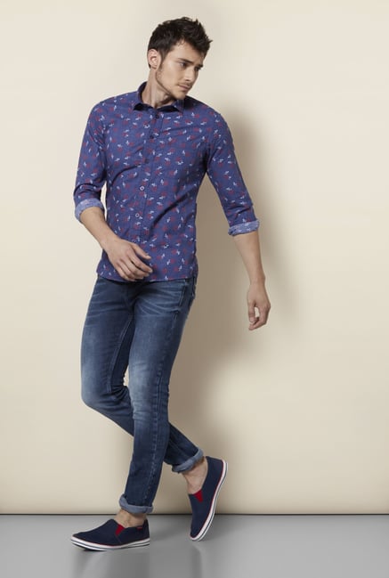 Integriti Blue Printed Cotton Shirt Integriti Blue Printed Cotton Shirt