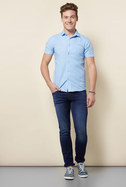 Integriti Sky Blue Solid Shirt Integriti Sky Blue Solid Shirt