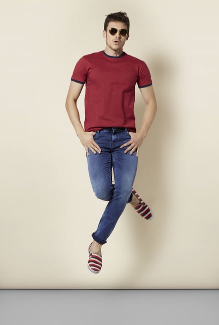Integriti Maroon Solid T Shirt Integriti Maroon Solid T Shirt