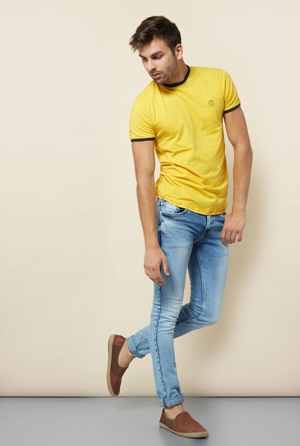 Integriti Yellow Solid Slim Fit T Shirt Integriti Yellow Solid Slim Fit T Shirt