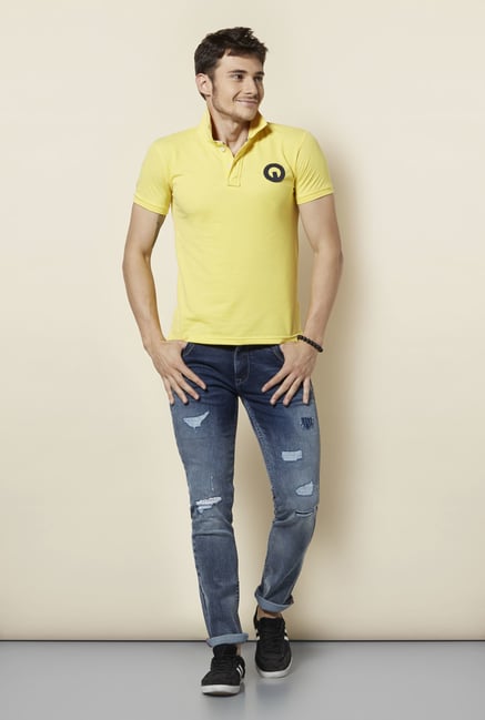 Integriti Yellow Solid Polo T Shirt Integriti Yellow Solid Polo T Shirt