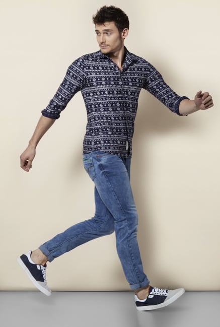 Integriti Navy & White Printed Shirt Integriti Navy & White Printed Shirt