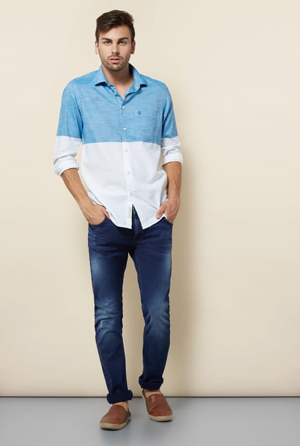 Integriti Blue & White Cotton Shirt Integriti Blue & White Cotton Shirt