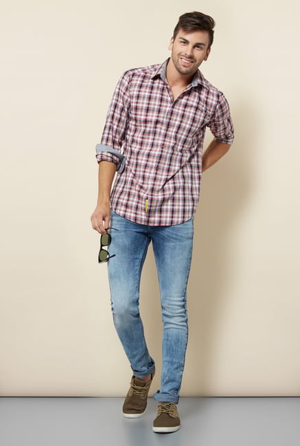 Integriti Maroon & White Checks Shirt Integriti Maroon & White Checks Shirt