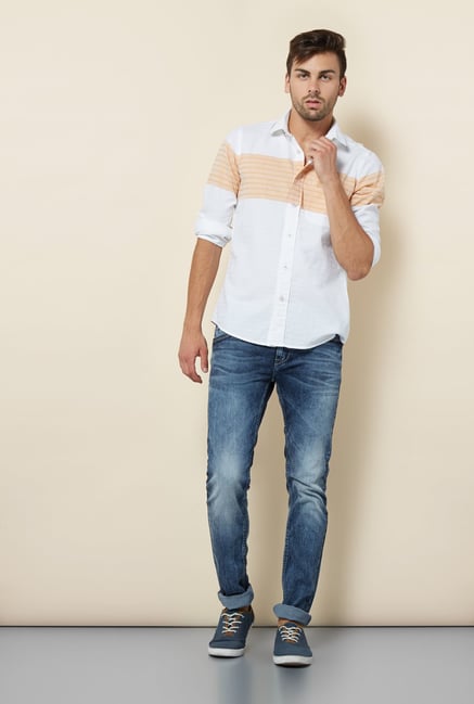 Integriti White & Orange Striped Shirt Integriti White & Orange Striped Shirt