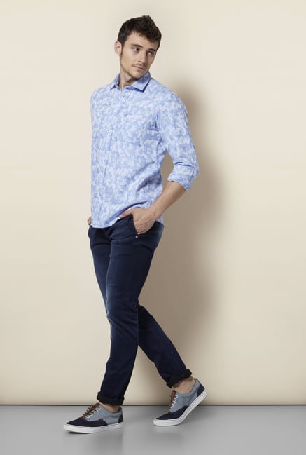 Integriti Blue Printed Slim Fit Shirt Integriti Blue Printed Slim Fit Shirt