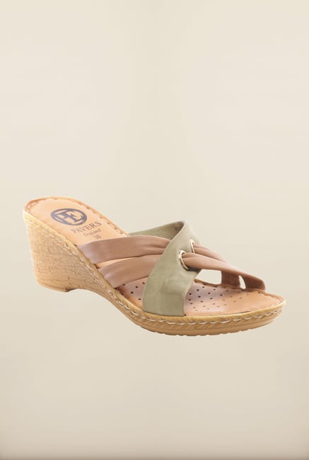 Pavers England Green & Beige Wedges Pavers England Green & Beige Wedges