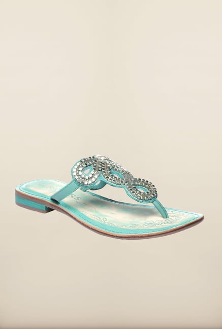Pavers England Turquoise Flat Ethnic Sandals Pavers England Turquoise Flat Ethnic Sandals