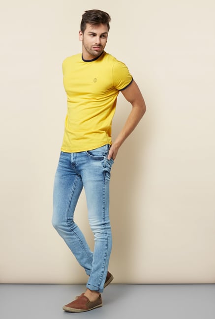 Integriti Blue Cotton Lightly Washed Jeans Integriti Blue Cotton Lightly Washed Jeans