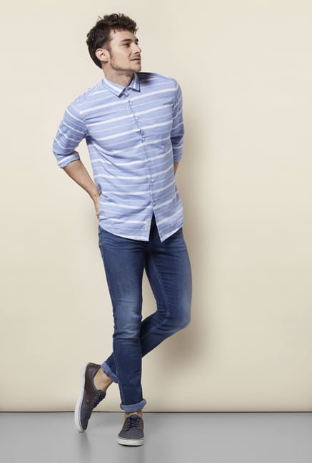Integriti Blue Cotton Lightly Washed Jeans Integriti Blue Cotton Lightly Washed Jeans