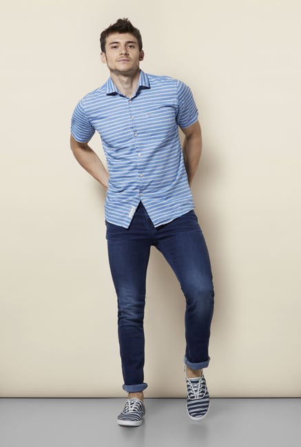 Integriti Blue Solid Cotton Jeans Integriti Blue Solid Cotton Jeans