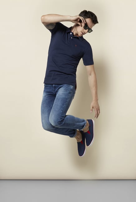 Integriti Navy Solid Polo T Shirt Integriti Navy Solid Polo T Shirt