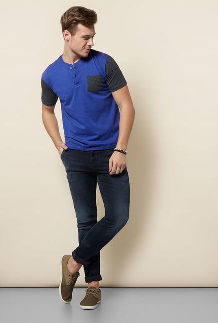 Integriti Blue Solid T Shirt Integriti Blue Solid T Shirt