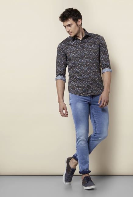 Integriti Brown & Blue Printed Shirt Integriti Brown & Blue Printed Shirt
