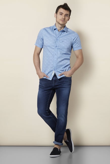 Integriti Sky Blue Printed Shirt Integriti Sky Blue Printed Shirt