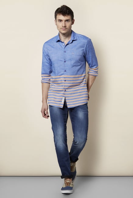 Integriti Blue & Orange Striped Shirt Integriti Blue & Orange Striped Shirt